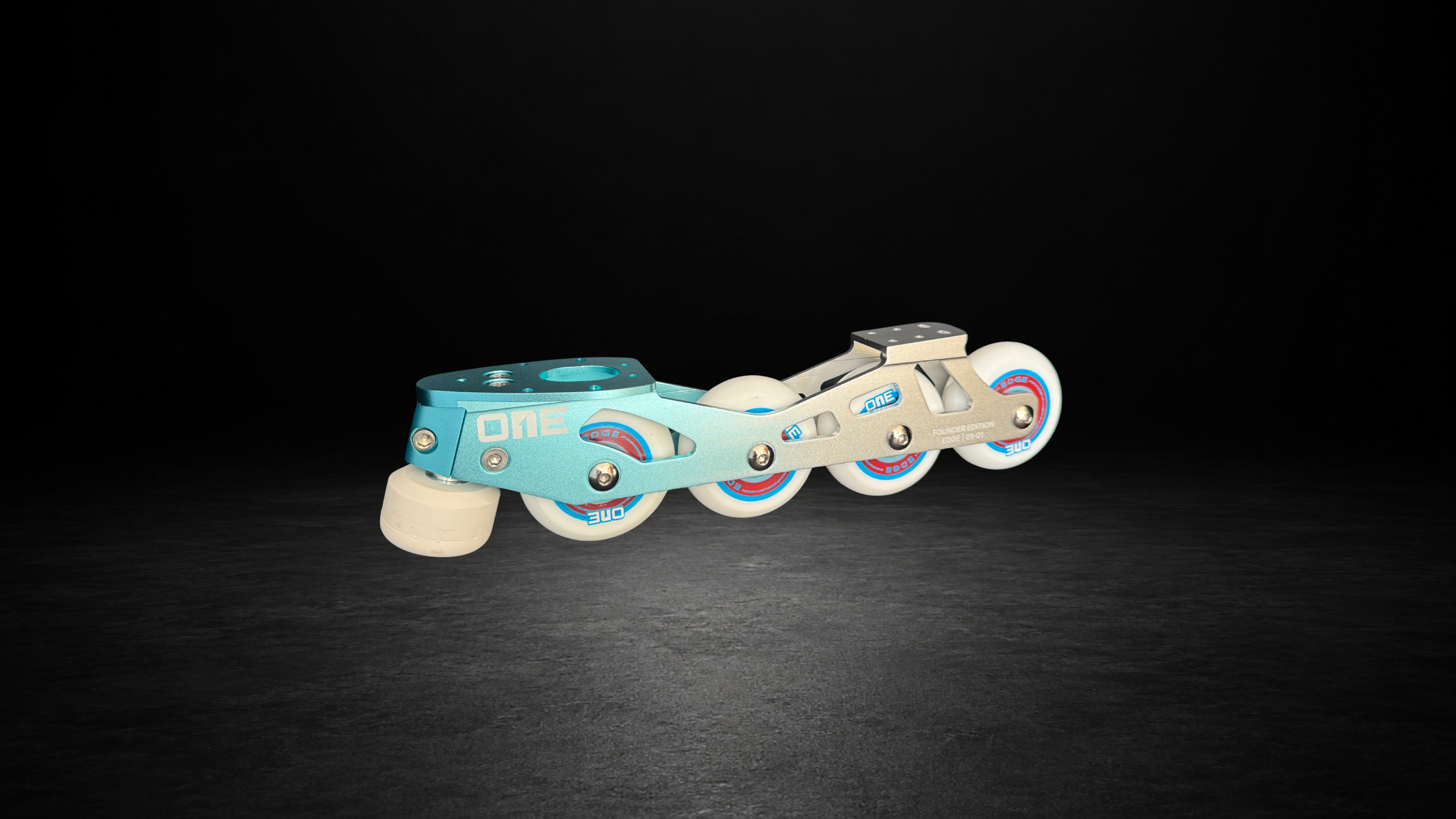 Set of inline skates with a black background