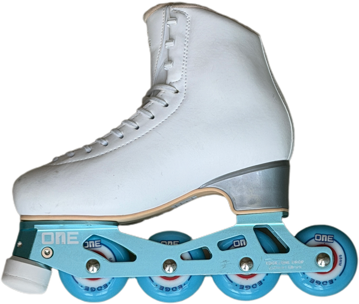 AETHER cyan EDGE™ mounted on a figure skating boot